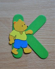 Holz-Buchstabe, „K“ mit Tiermotiv Bär (Türschild/Namen/Kinderzimmer), Topzustand