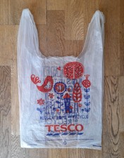 Sammlerstück Tesco Kunststoff Tragetasche Limited Edition Clear Shopper Vogel Blumen