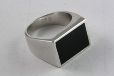 HERRENRING ONYX SIEGELRING BIKER SILBERRING ECHT 925 SILBER / 343