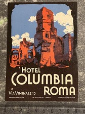 Hotel COLUMBIA ROMA Rom ORIGINAL Luggage Label Kofferaufkleber TOLL