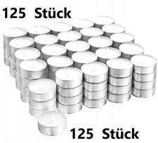 125 Teelichter Brenndauer 8h Kerze Kerzen WEISS in Alu