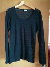 Elegantes Spitzenshirt, Bonaparte, schwarz, tailliert, Gr. 42