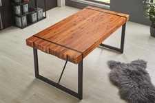 Esstisch Kufengestell Massiv Akazie cognac 160 x 90 schwarz B-WARE 42076