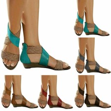 Frauen Boho Wedge Sandalen Sommerschuhe Strandschuhe Sandaletten Freizeitschuhe