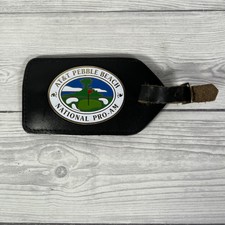 AT&T Pebble Beach National Pro-Am Golf Hängetasche Etikett Leder und Metall 4"" gebraucht