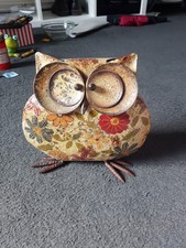 Eule Deko Figur Metall 80er Blumen Dekoration  20 cm 