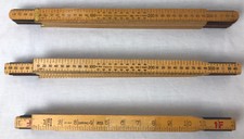 Rabone Chesterman Vintage Holzlineal Konvolut, 3 Klappmeter Stöcke & 6 Fuß Stick