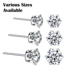 Round Cut Clear Zircon Kristall Klaue Ohrstecker Edelstahl Ohrringe verschiedene Größen