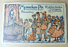 VINTAGE POSTKARTENBUCH MIT 10 HUMEREN KARTEN MANNEKEN-PIS BRÜSSEL KOMPLETT SEHR GUTER ZUSTAND