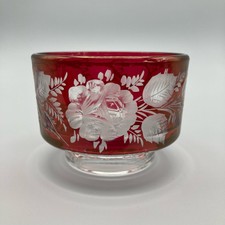 Glas Glasschale Rot Blumenmuster vintage