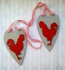 2er Set Deko Anhänger Hahn aus Holz Osterdeko Frühlingsdeko Ostern Handmade