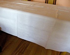 Tischdecke Tafeltuch 140x170 weiß Seidendamast Leinen Monogramm HF