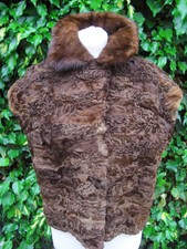 Pelzweste Echtfell Karakul Persianer Swakara Weste mit Nerzkragen Größe ca 36