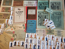 Reichsbanknoten , alte Belege , altes Buch , Zigarettensammelbilder und mehr