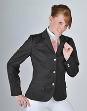 HKM Pro-Team Damen Turniersakko Sabrina kurzer Schnitt braun mit Nadelstreifen