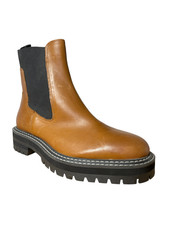 Leder Chelsea hochbeinige Stiefel ex-M&S klobig Größe UK 6,5 40 hellbraun NEU