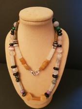 Edelstein Schmuck Stein Mix Ketten, Ohrringe und Armbänder Unikat. J  81