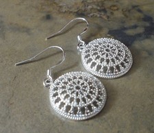 Damen Ohrringe Ohrhänger Rund - Schmuck - Farbe Silber 0861