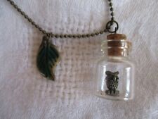 Kette Halskette, Eule in Flasche Miniatur, Glas Flaschenpost, Halsschmuck