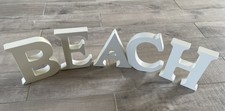 Buchstaben aus Holz weiß BEACH stehend & aufhängend Deko Home 