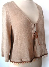 MY STYLE Strickjacke Bolero mit Pailletten Gr. 40 - 42 natur - sehr gut erhalten