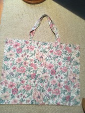 edel XXL Shopper Weiß Grün Rosa Blumen Floral Tasche Unikat 62x49cm Upcycling
