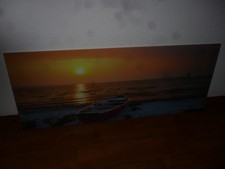 Bild Glaswandbild 125 cm x 50 cm, Boot, Sonnenuntergang Küchenspiegel wie NEU !