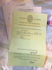 3 Vintage Oxford und Cambridge Examination Board Zertifikate aus 1950s Vorwärts