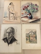 Paula Theeck 21 Zeichnungen Aquarell Hamburg Altona Malerin Graphik Signiert Akt