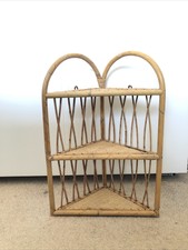 Vintage Retro Bambus Korb Tiki klein 3-stufig Regal Ecke Display Wandgerät