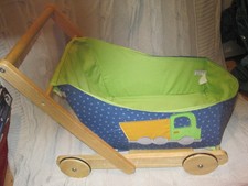 Lauflernwagen          Puppenwagen          Holz   Stoff  Sigikid    grün / blau
