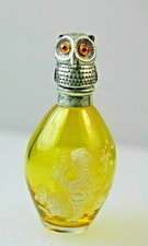 Mary Gregory gelb Glas Silber Eule Vogel TOP Duft Parfum Flasche