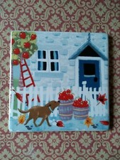 Laura Ashley Fliese Topf Ständer Herbst Sturm Äpfel Hund Mädchen schöne GC RAR