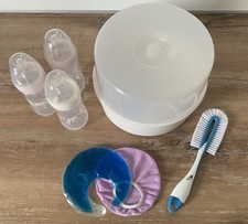 Baby Starter Set: 3x NUK ?, Flaschenbürste,Dampf-Sterilisator, Thermogeleinlage