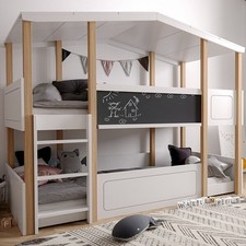 Kinder Etagenbett Mädchen weiß/kiefer 90x200