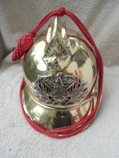 Feuerwehrhelm Portugal fire helmet Messinghelm mit Kordel  1920  Ärmelabzeichen