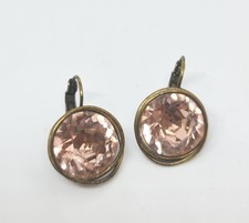 KONPLOTT "Sparkle Twist" rosa Ohrringe Antik Brass Swarovski 