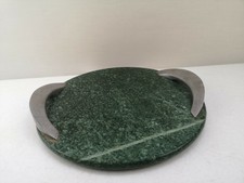 Runde grüne Cole & Mason Marmor Käse Platte Tablett + Alugriffen 30.5 cm