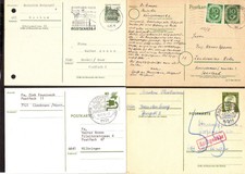 AL41i BUND Ganzsachen 1952 - 1976, vier verschiedene, teils mit Zusatzfrankatur