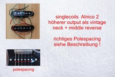Singlecoil pickups  Alnico 2 - strat style - neck + middle  reverse 