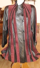 kurzer Ledermantel, Swinger, Jacke schwarz-Weinrot Wild/glatt Leder gr. ca 40