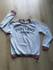 Pullover Waffeloptik, weiß/schwarz/rot "Portland.."Gummibund, Gr. S