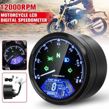 Digital Motorrad Tacho Kilometerzähler Tachometer LED Kontrollleuchten DHL