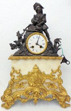 Antike Tisch Uhr Französische Kaminuhr Figurenuhr ,um 1855 ca.Zinkguss