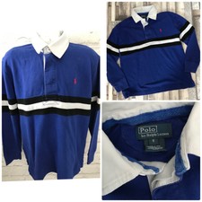 Jungen Polo Ralph Lauren T-Shirt Alter 8 blau Baumwolle langärmelig Köper Kragen Logo