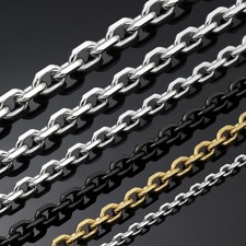 Edelstahl Ankerkette halskette Herren Damen 2-9,5mm silber gold schwarz 40-100cm