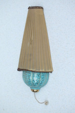 Retro-Wandlampe, Keramik mit Stoffschirm, Zugschalter