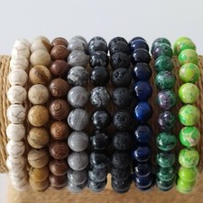 Armband Edelstein Powerarmband Perlarmbänder Tigerauge Jasper Jaspis 8mm Perlen 