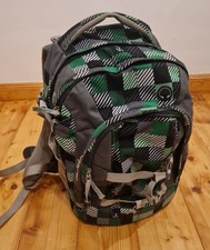 Satch Ergobag Schulrucksack Ranzen Twister, kariert schwarz/grün Top 