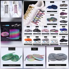 Keine Krawatte Schnürsenkel Gummi Sneaker Flach Schnürsenkel Sneaker Magnet Schloss Kinder Erwachsene UK